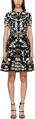Black & White Botanical Spine Dress