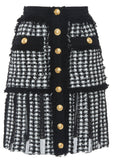 Button-Up Tweed Mini Skirt