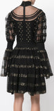 Black High Neck Embroidered Detail Dress