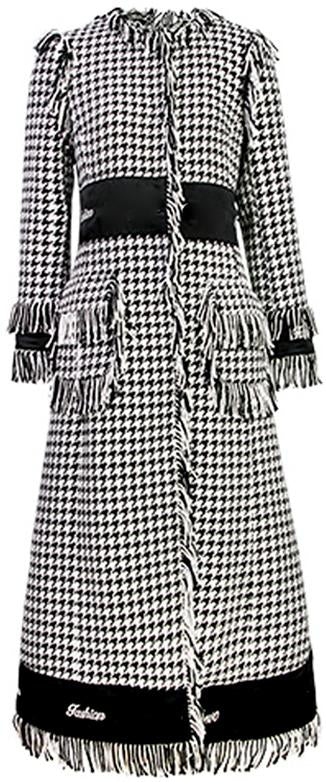 Houndstooth Fringed Coat