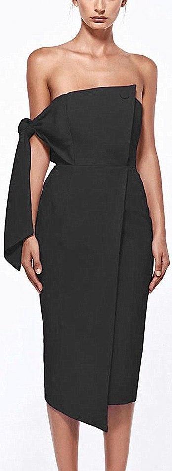 Shoulder Tie Dress - Black or White