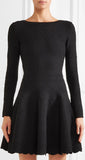 Black Jacquard Knit Mini Dress