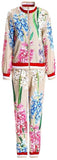 Floral and Web-Stripe Jacket and Pant Set