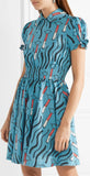Smocked Printed Mini Dress