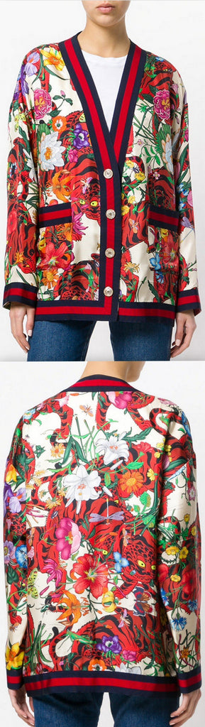 Floral and Tiger Print Cardigan