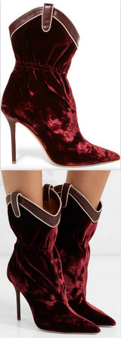 Daisy 100 Leather-Trimmed Velvet Ankle Boots