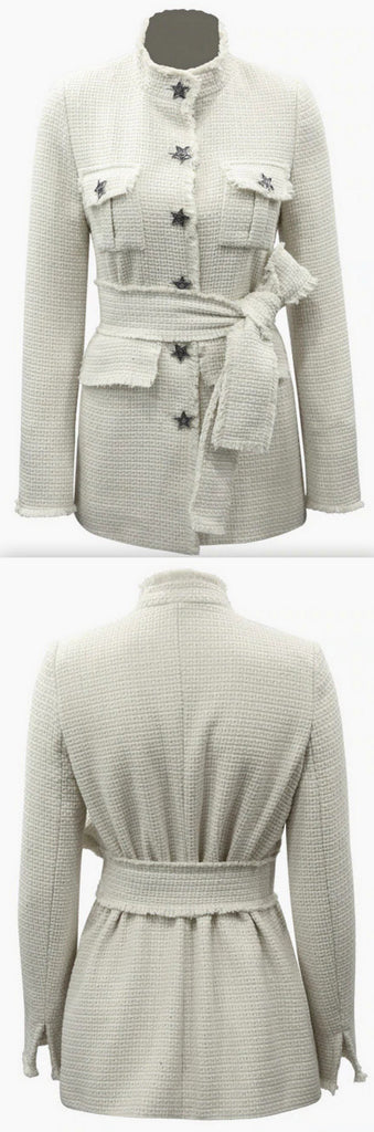 Star-Button Tweed Jacket