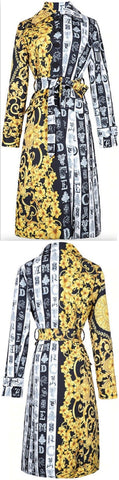 Baroque Printed Single-Breasted Trench Coat | DESIGNER INSPIRED FASHIONS