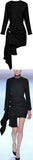 Black Asymmetrical Ruched Top and Skirt Set