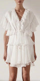 Ruffled Tiered Mini Dress, White