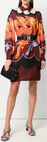 Parrot Print Shirt Dress