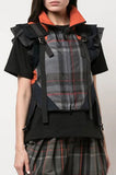 Buckled Paneled Checked Shirt, Blue/Orange