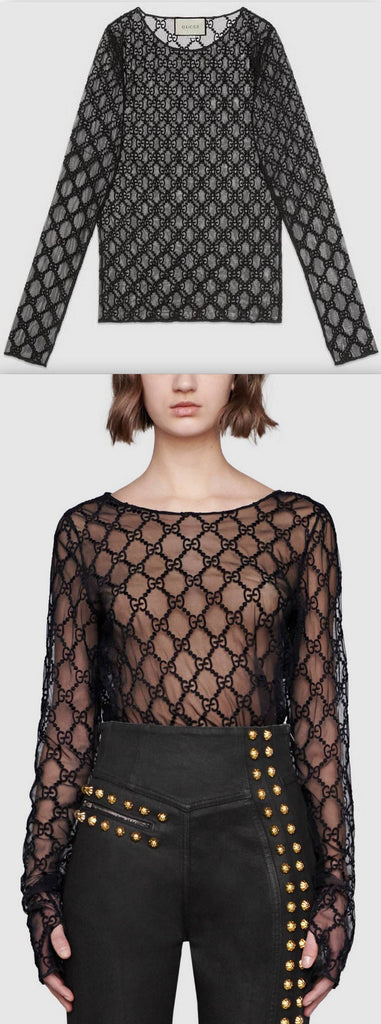 GG Embroidered Tulle T-Shirt | DESIGNER INSPIRED FASHIONS