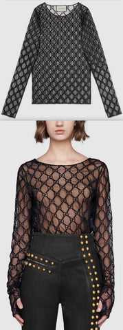 GG Embroidered Tulle T-Shirt | DESIGNER INSPIRED FASHIONS