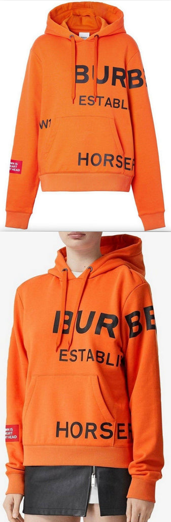 Horseferry Print Cotton Hoodie, Orange | DESIGNER INSPIRED FASHIONS