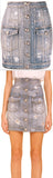Distressed Crystal Denim Skirt