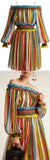 Striped Chiffon Off-the-Shoulder Dress