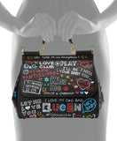 Medium Sicily Graffiti Print Leather Satchel