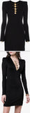 Disc Embellished V-Neck Mini Dress