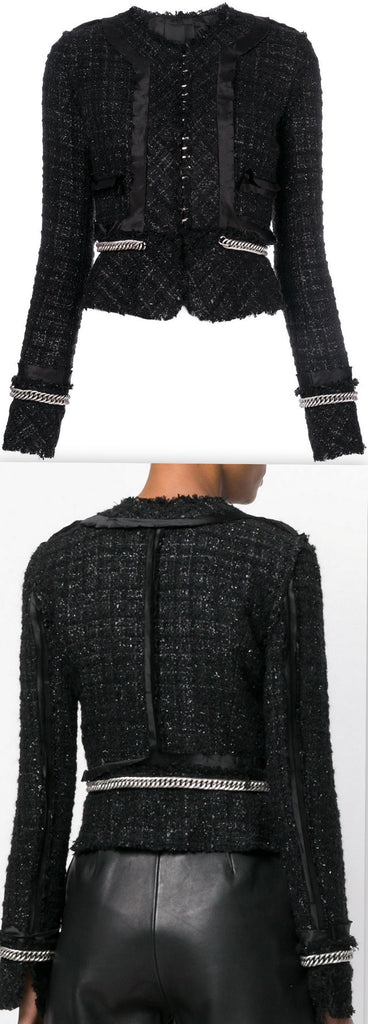 Deconstructed Tweed Jacket, Black