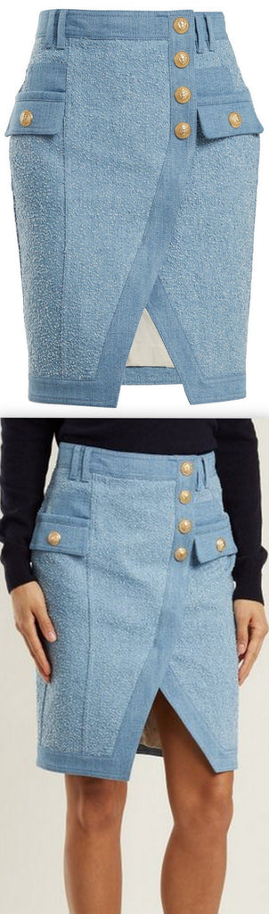 Textured-Denim Mini Skirt