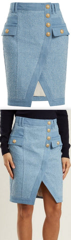 Textured-Denim Mini Skirt