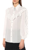 Embellished Silk Shirt, White