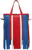 Small Bazar Leather Tote Bag W/Fringe