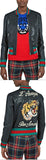 Contrast-Stripe Embroidered Leather Bomber Jacket - DESIGNER INSPIRED FASHIONS