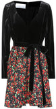 Floral-Printed Velvet and Crêpe Dress