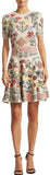 'Vlm' Paneled Fit-&-Flare Dress, Ivory