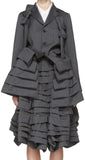 Layered Pinstriped Coat and Skirt Set