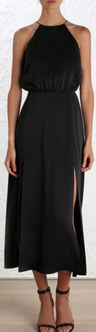 Picnic Sueded Halter Dress, Black or Blush Pink