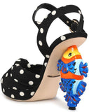 Knotted Polka-Dot Crepe Platform Sandals
