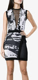 Sleeveless News Intarsia Mini Dress