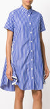 Striped Zipped Peplum Shirt Dress