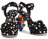 Knotted Polka-Dot Crepe Platform Sandals