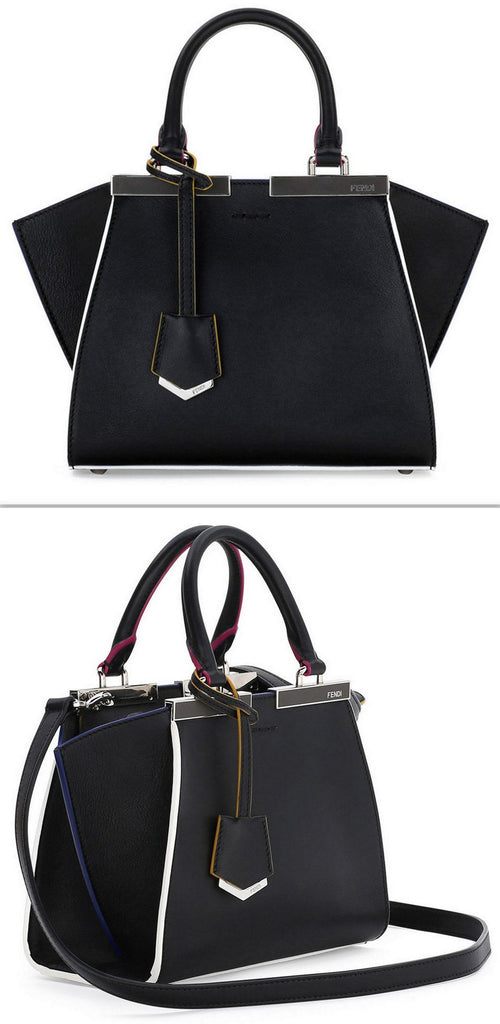 3Jours Mini Painted-Edges Tote Bag Black/Multi - DESIGNER INSPIRED FASHIONS