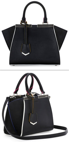 3Jours Mini Painted-Edges Tote Bag Black/Multi - DESIGNER INSPIRED FASHIONS