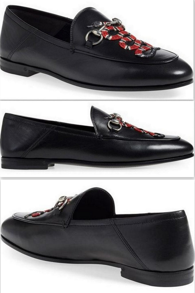 'Brixton' Snake Loafers in Black - DESIGNER INSPIRED FASHIONS
