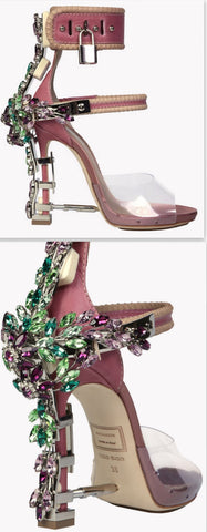 'Virginia' Embellished Sandals in Purple - DESIGNER INSPIRED FASHIONS