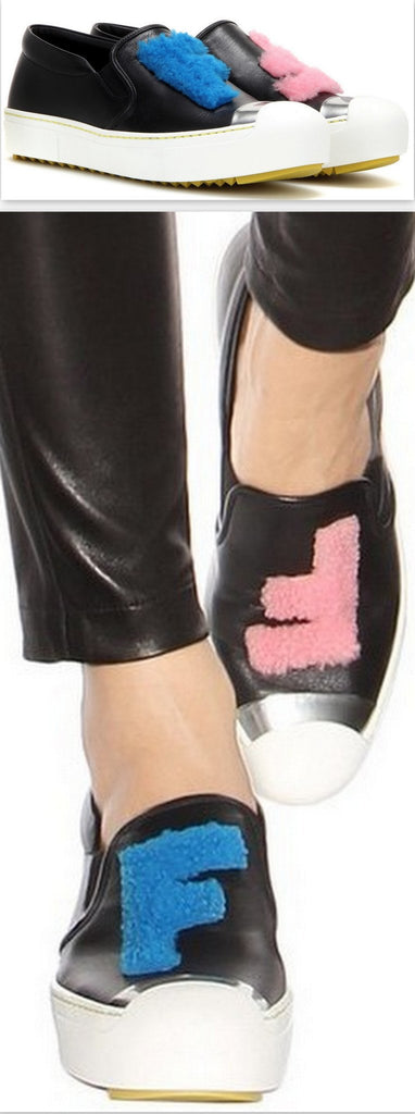 Embellished Leather Slip-on Sneakers in Black - DESIGNER INSPIRED FASHIONS