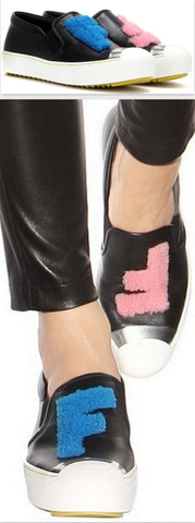 Embellished Leather Slip-on Sneakers in Black - DESIGNER INSPIRED FASHIONS