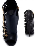 Black Peep-Toe Alien Booties