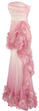 Floral Appliques Gathered Sleeveless Tulle Gown | DESIGNER INSPIRED FASHIONS