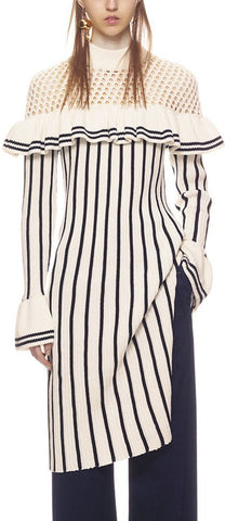 Stripe Knit Ruffle Dress