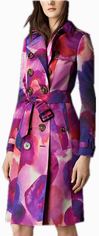 Floral Print Tie-Dye Trench Coat