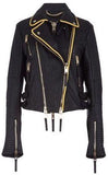 'The Biker' Regimental-Trimmed Genuine Leather Biker Jacket - DESIGNER INSPIRED FASHIONS