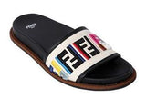 Embroidered Canvas Slide Sandals