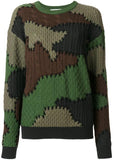 Camouflage Contrast Knit Sweater